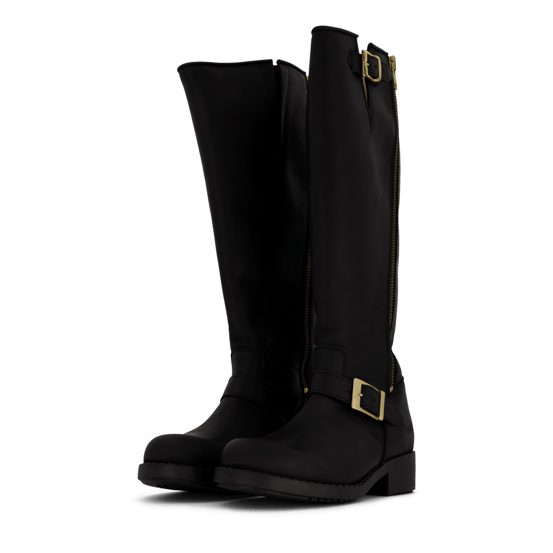 High Boot Double Zip Black / Shiny Gold