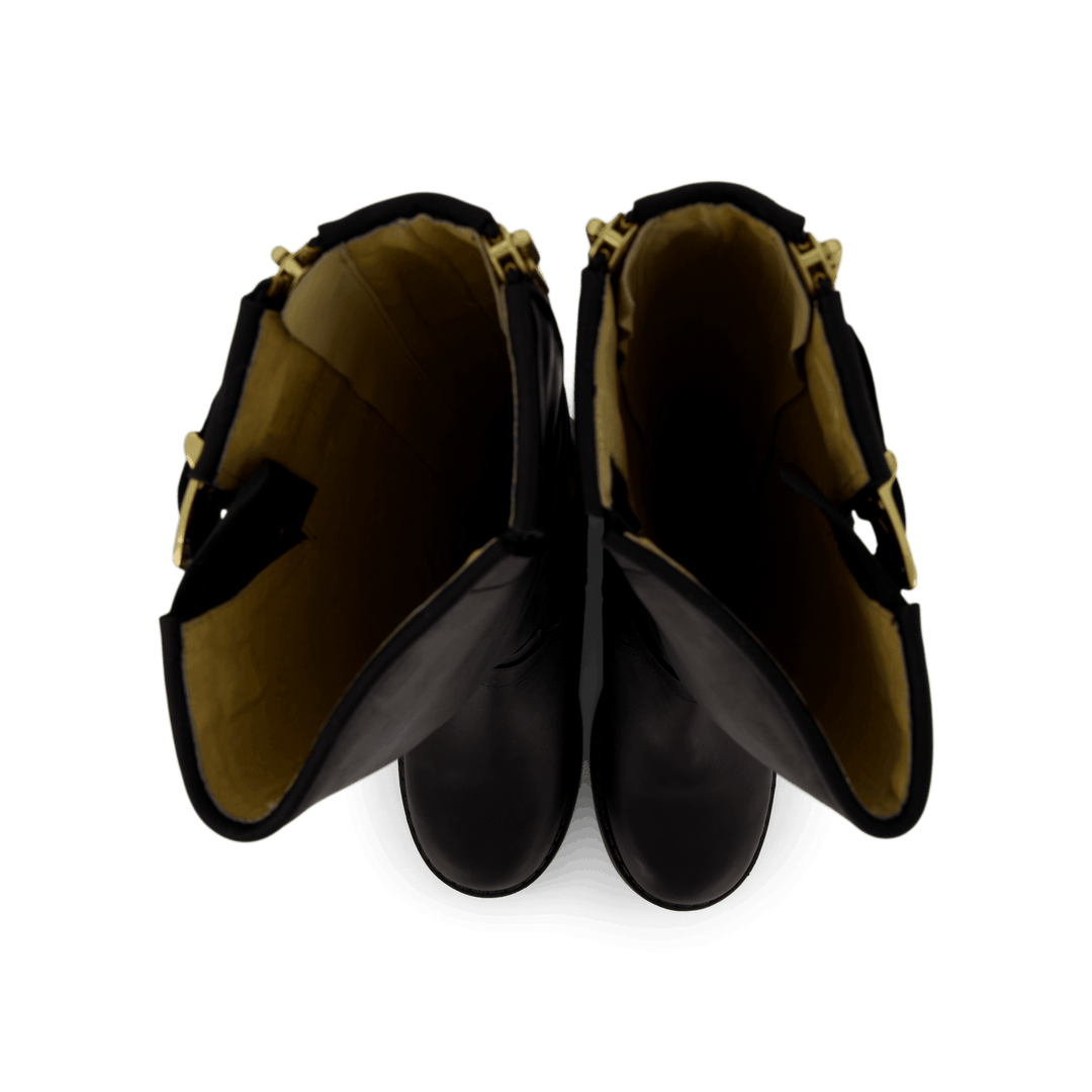 High Boot Double Zip Black / Shiny Gold