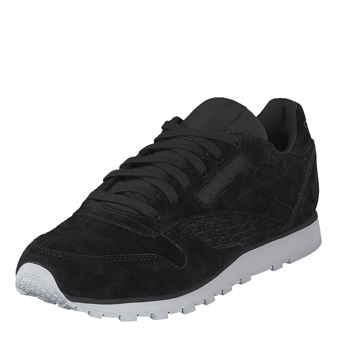 Cl Lthr Woven EMB Black/White