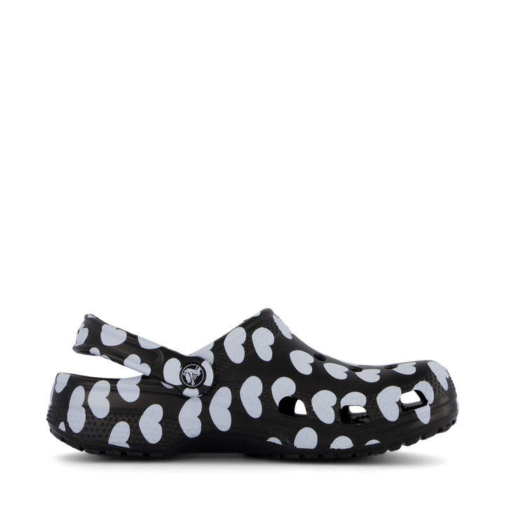 Classic Heart Print Clog Black / White