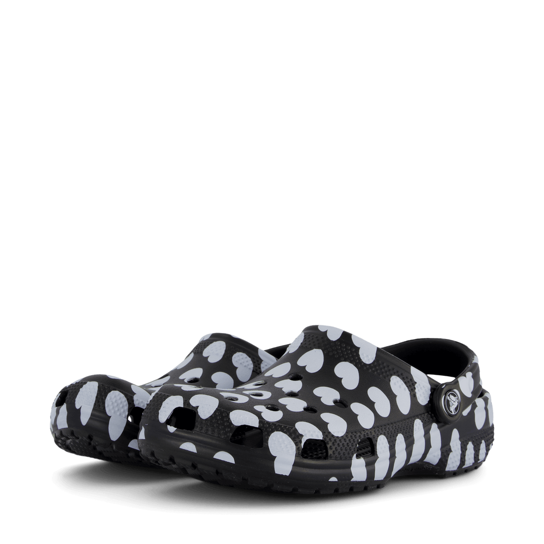 Classic Heart Print Clog Black / White
