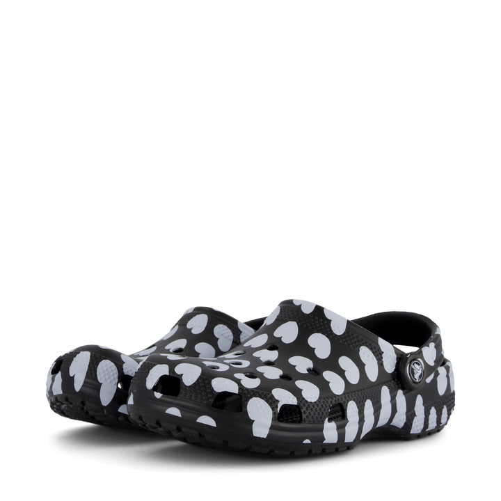 Classic Heart Print Clog Black / White