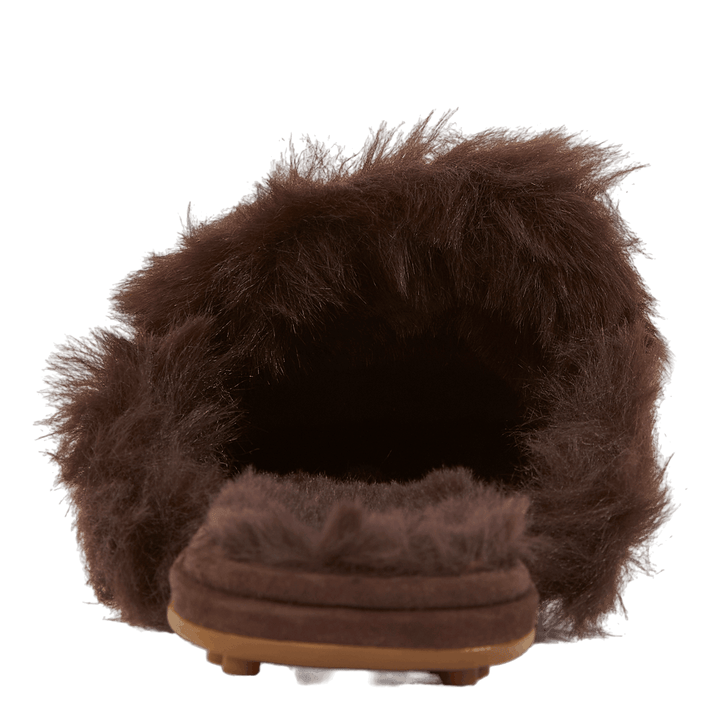 Savanah Faux Fur-Trim Suede Mule Chestnutbrown/Chestnutbrown