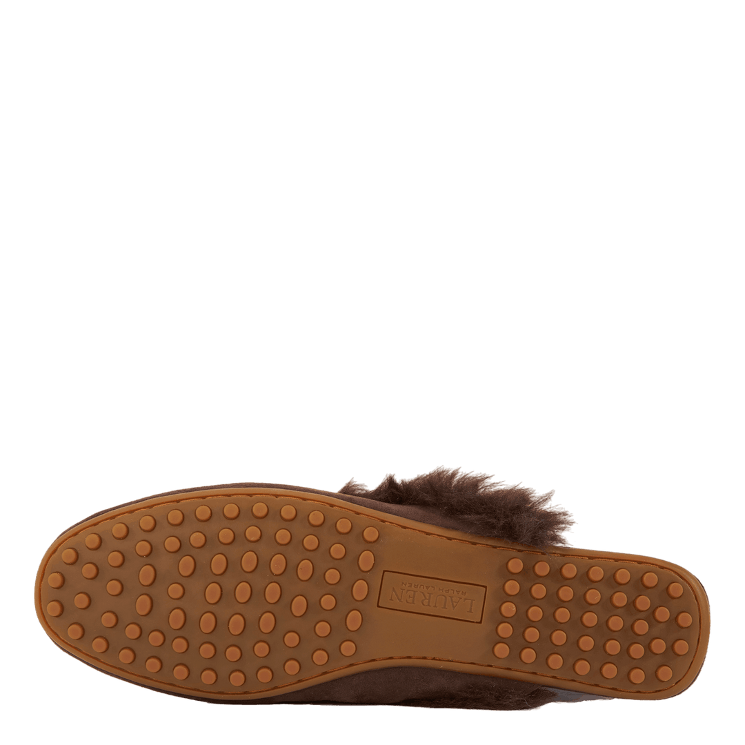 Savanah Faux Fur-Trim Suede Mule Chestnutbrown/Chestnutbrown
