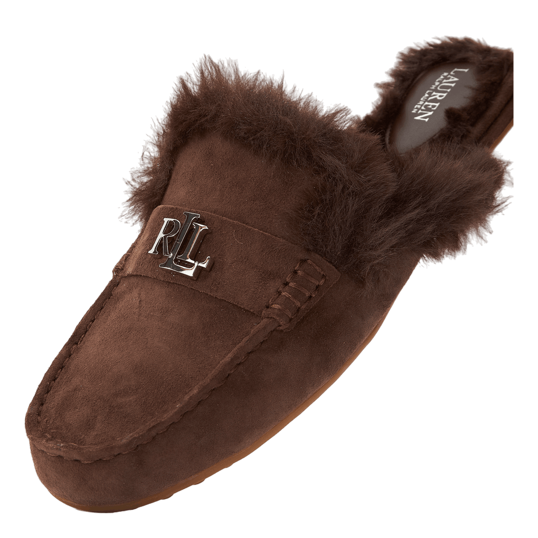 Savanah Faux Fur-Trim Suede Mule Chestnutbrown/Chestnutbrown