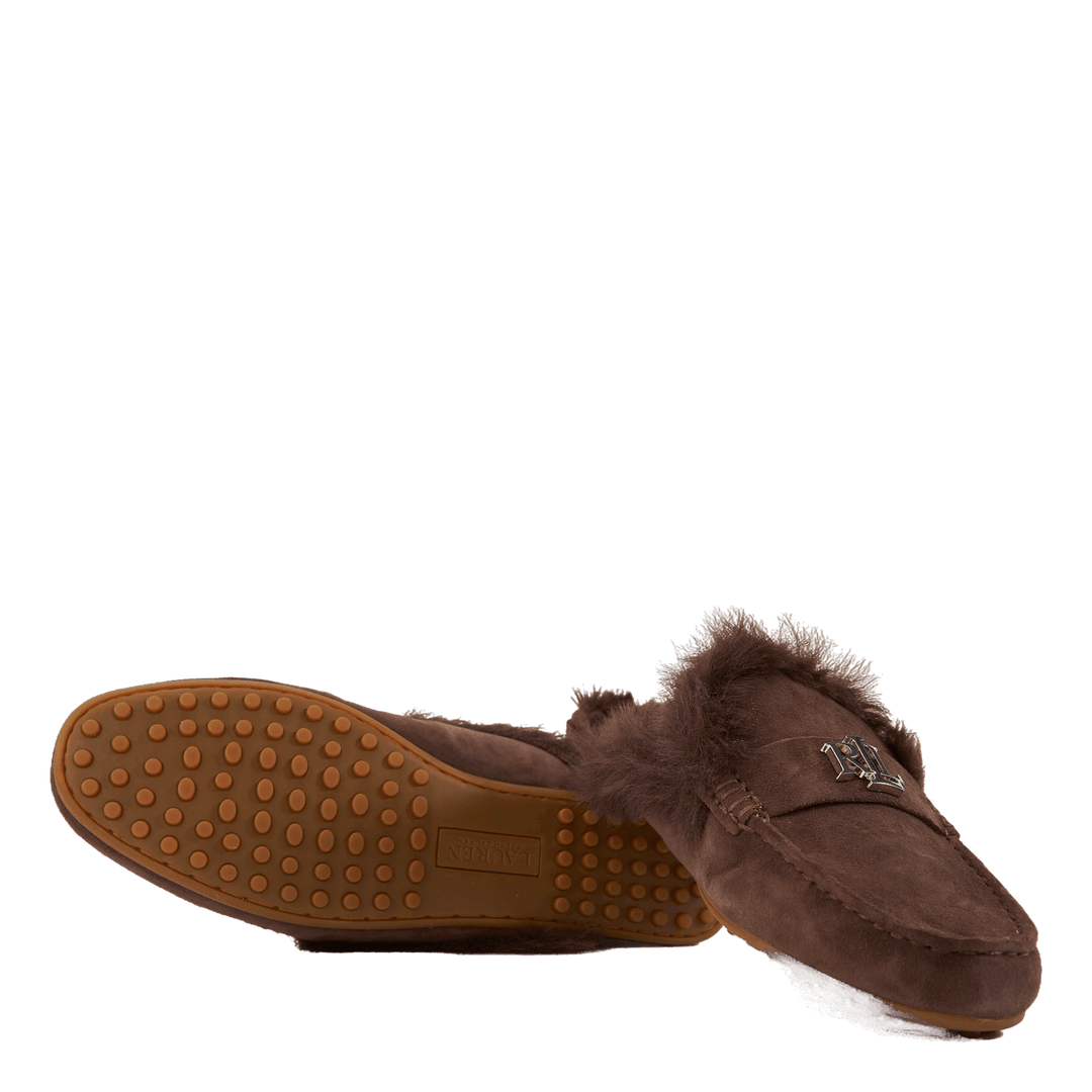 Savanah Faux Fur-Trim Suede Mule Chestnutbrown/Chestnutbrown