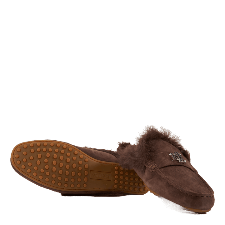 Savanah Faux Fur-Trim Suede Mule Chestnutbrown/Chestnutbrown