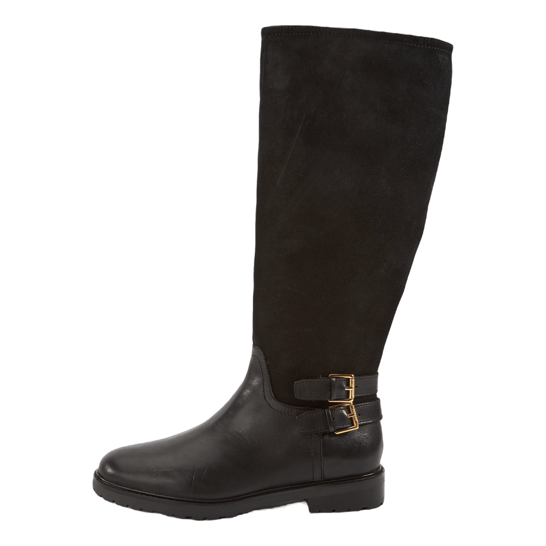 Emelie Leather & Suede Riding Boot Black/Black
