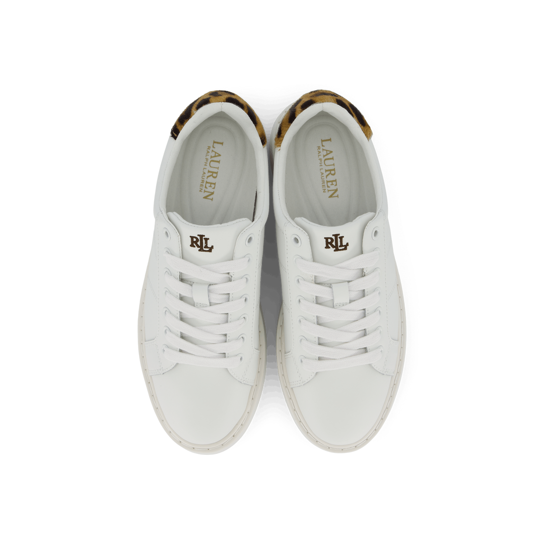 Angeline IV Leather & Haircalf Trainer Snow White/Chestnut Brown