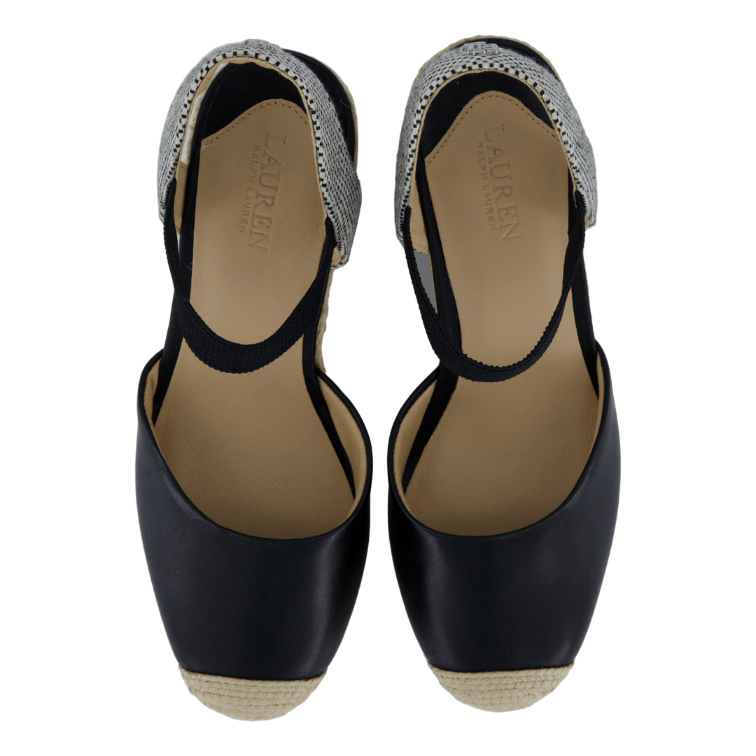 Pearle II Leather & Canvas Espadrille Black / Natural / Black