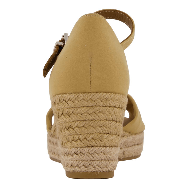 Basic Open Toe Mid Wedge Khaki