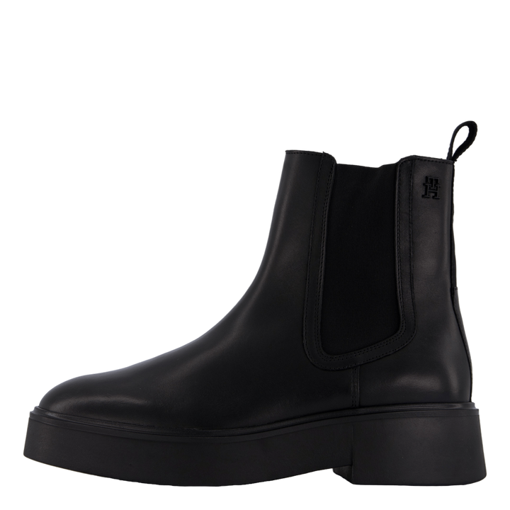 Minimal Leather Chelsea Logota Black