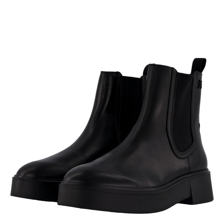 Minimal Leather Chelsea Logota Black