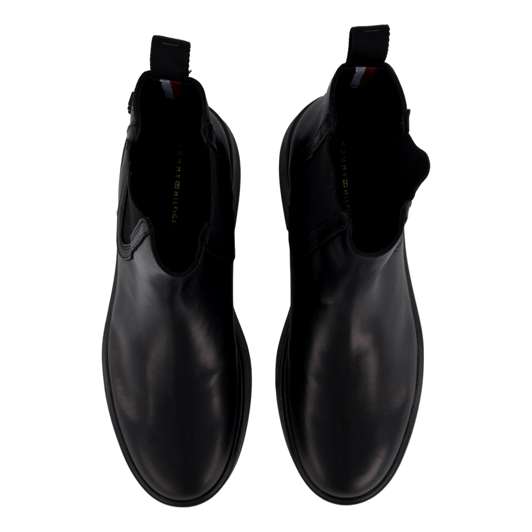 Minimal Leather Chelsea Logota Black