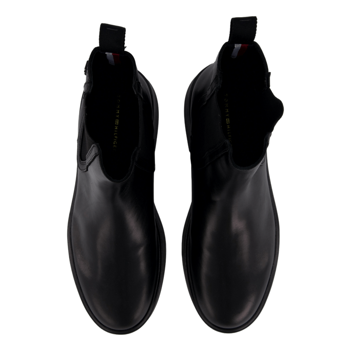 Minimal Leather Chelsea Logota Black