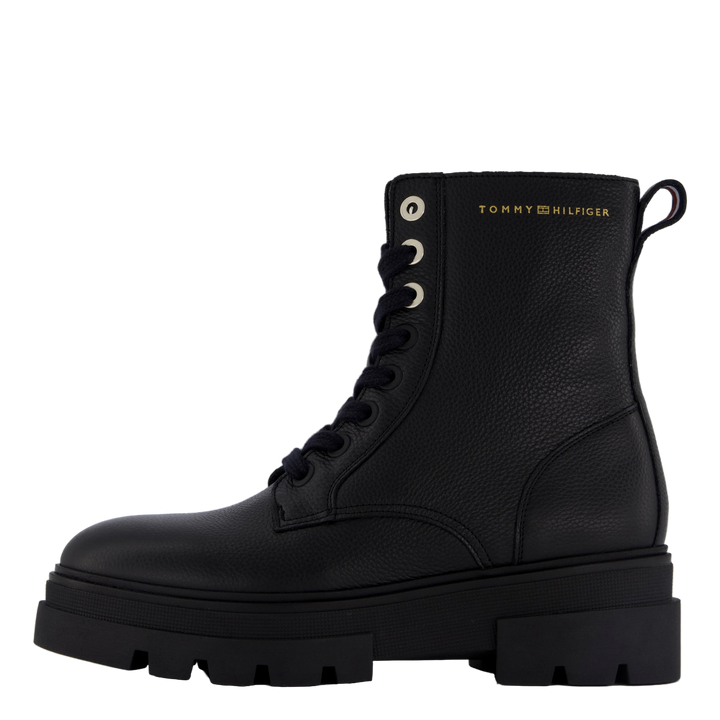 Bicolor Leather Lace-up Black