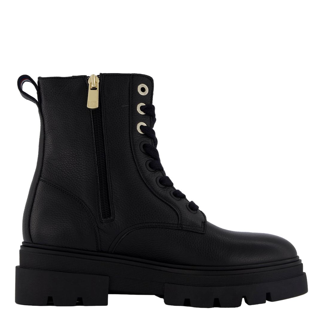 Bicolor Leather Lace-up Black