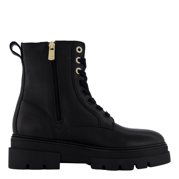 Bicolor Leather Lace-up Black