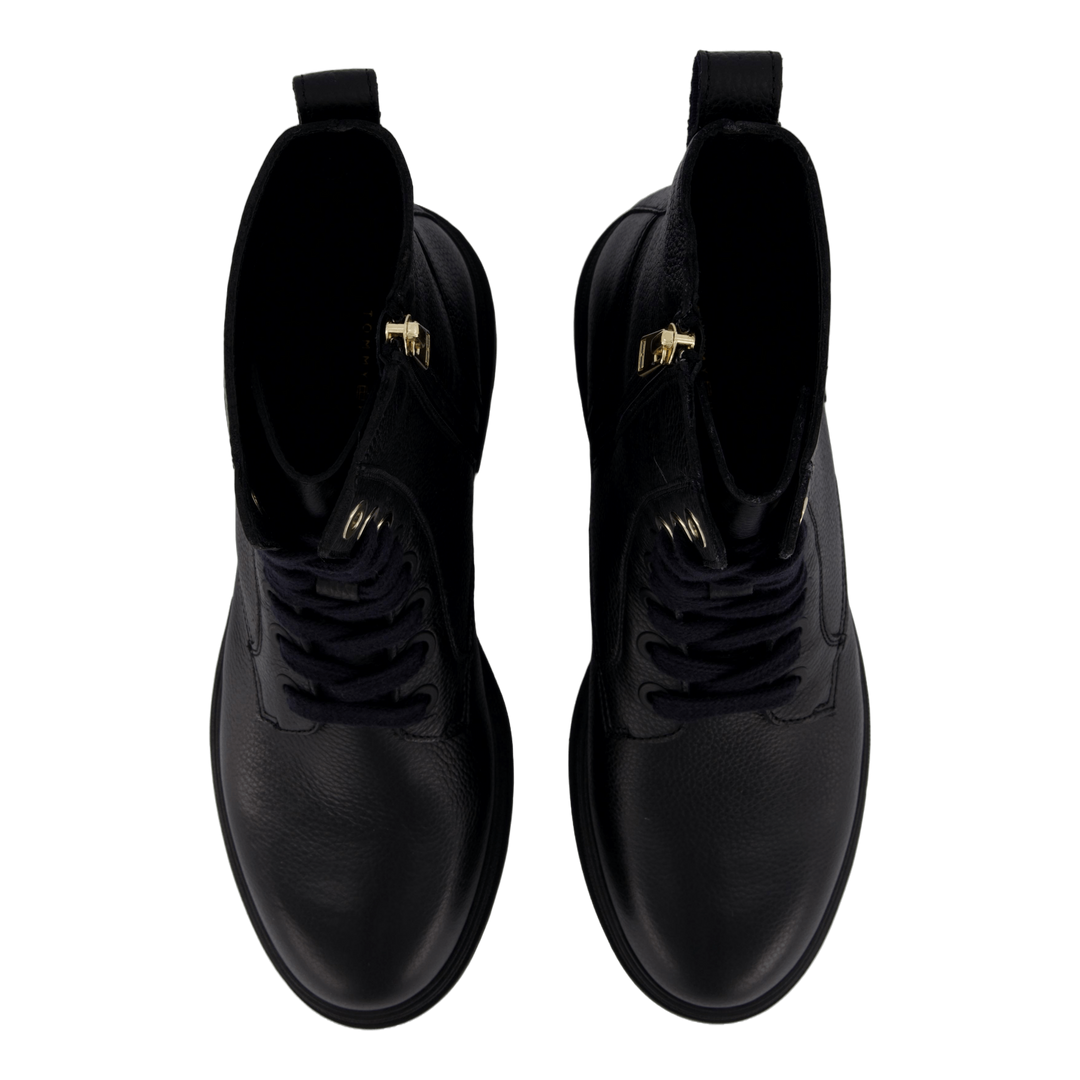 Bicolor Leather Lace-up Black