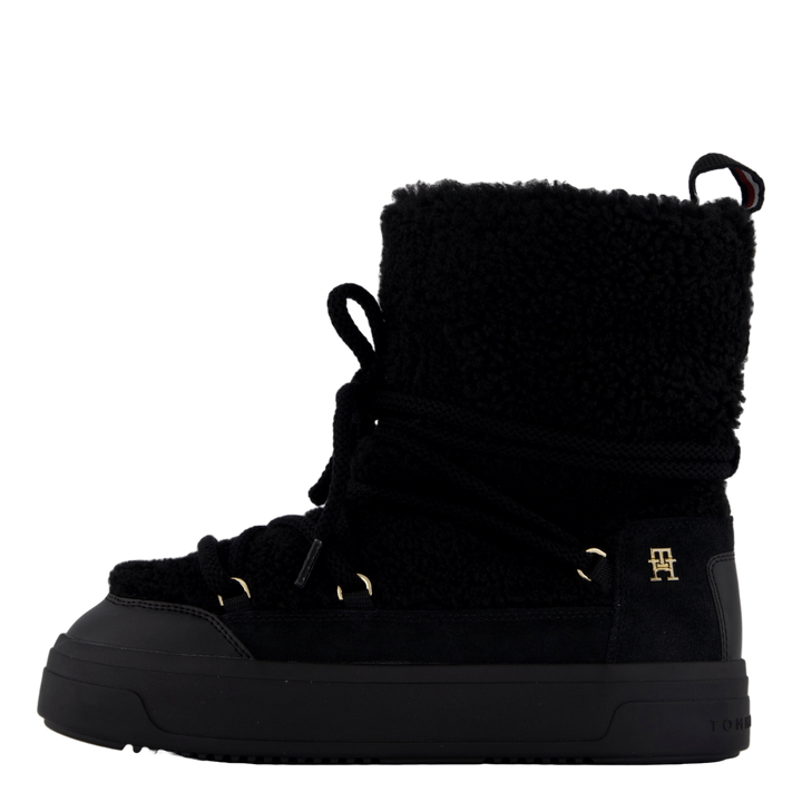 Lace-up Faux Shearling Snowboo Black