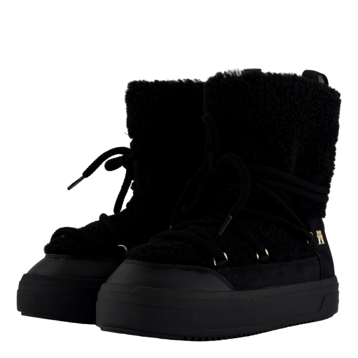Lace-up Faux Shearling Snowboo Black