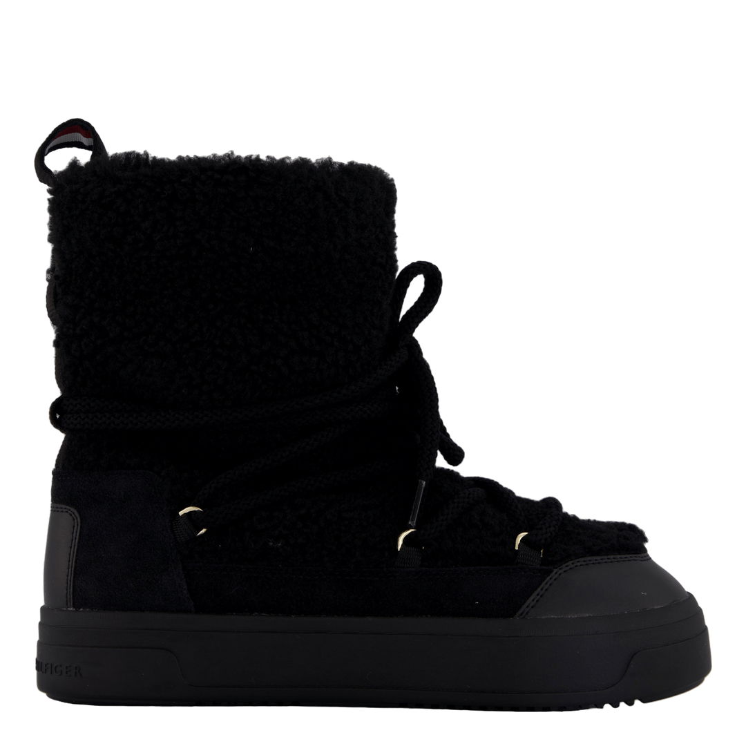 Lace-up Faux Shearling Snowboo Black