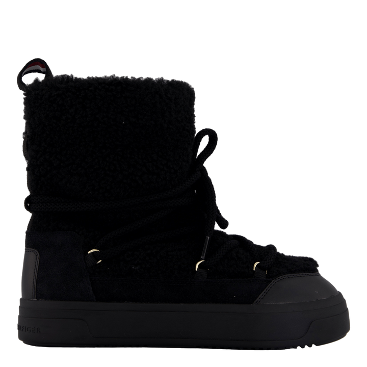 Lace-up Faux Shearling Snowboo Black