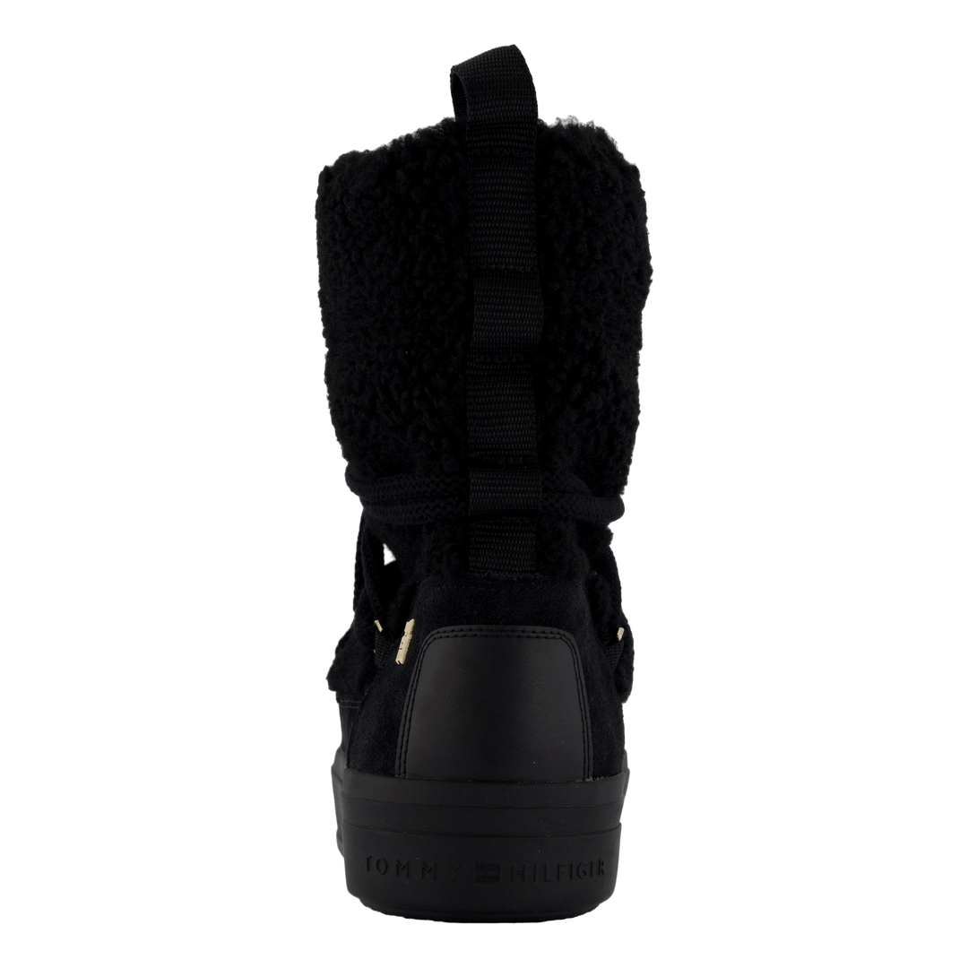 Lace-up Faux Shearling Snowboo Black