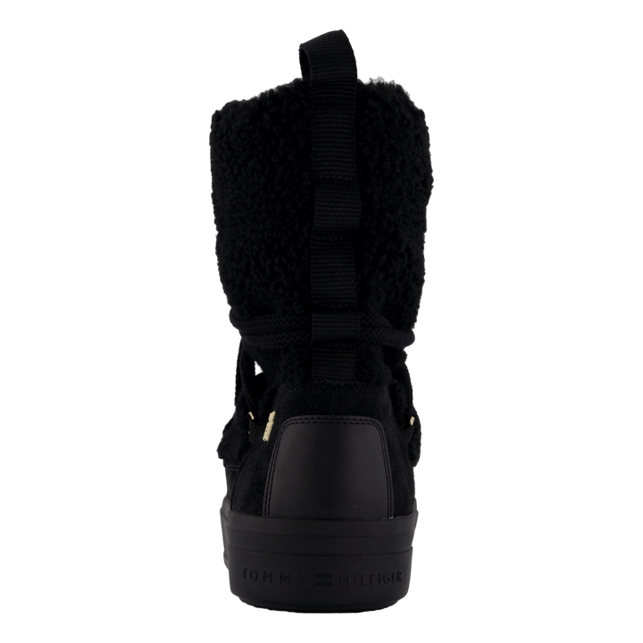 Lace-up Faux Shearling Snowboo Black