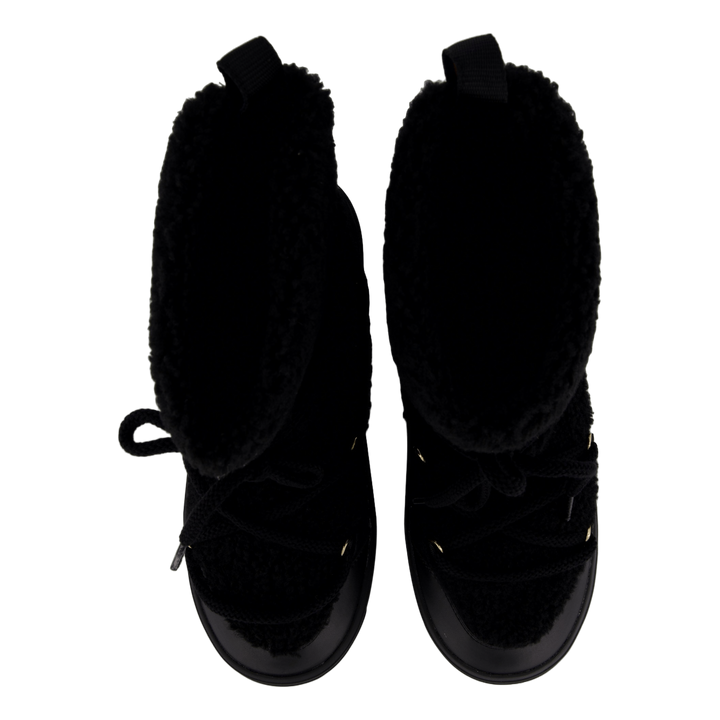 Lace-up Faux Shearling Snowboo Black