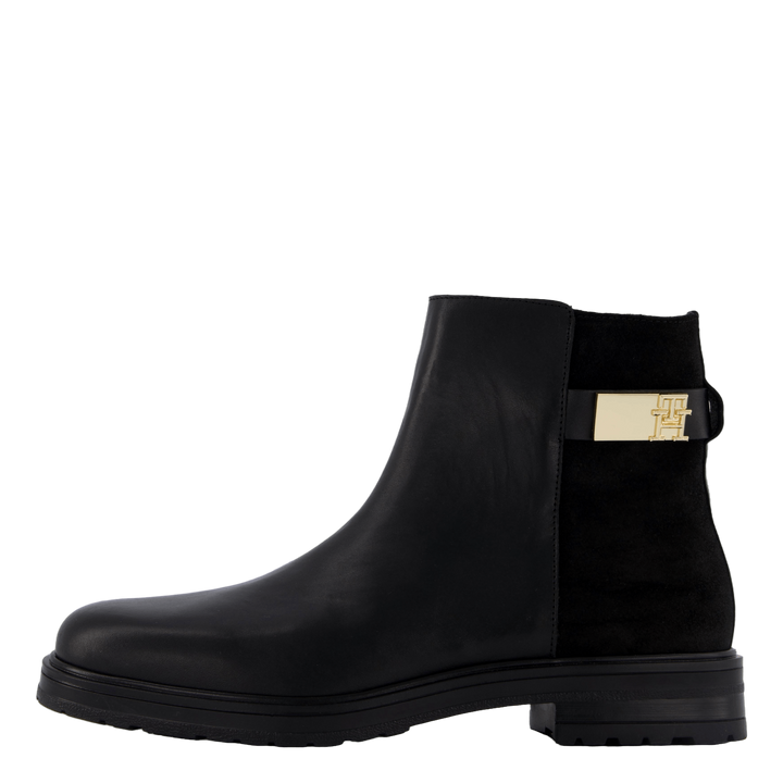 Th Logo Leather Mix Chelsea Black