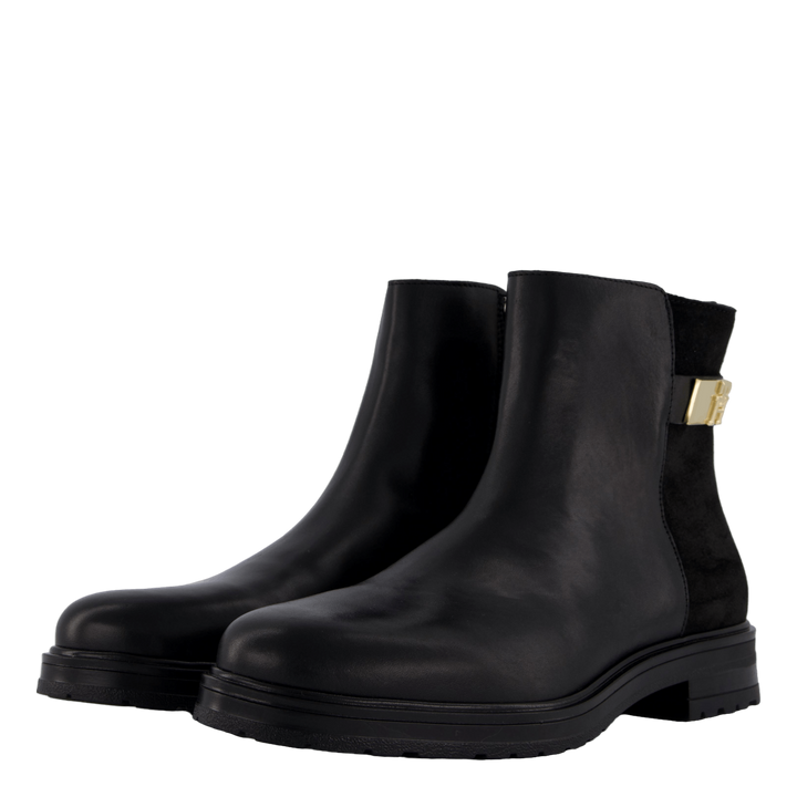 Th Logo Leather Mix Chelsea Black