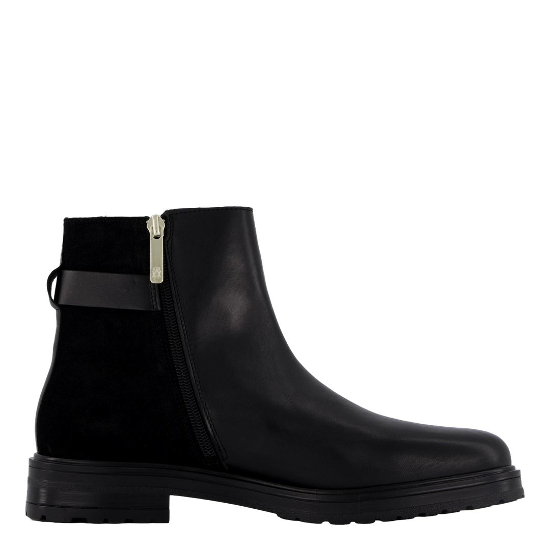 Th Logo Leather Mix Chelsea Black