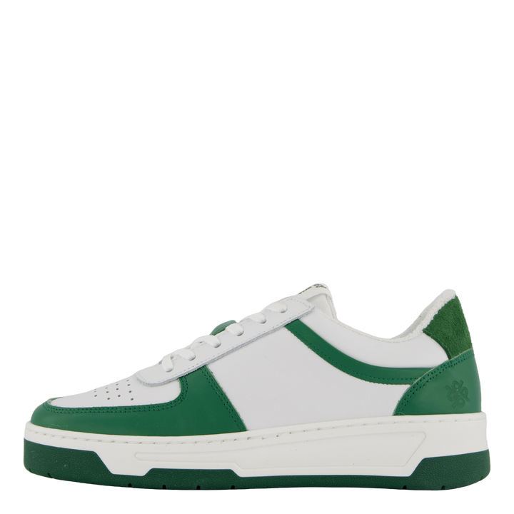 The Ella White Leather/green