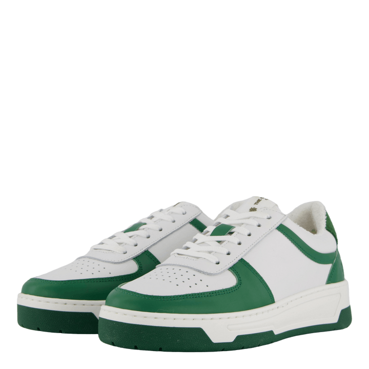 The Ella White Leather/green