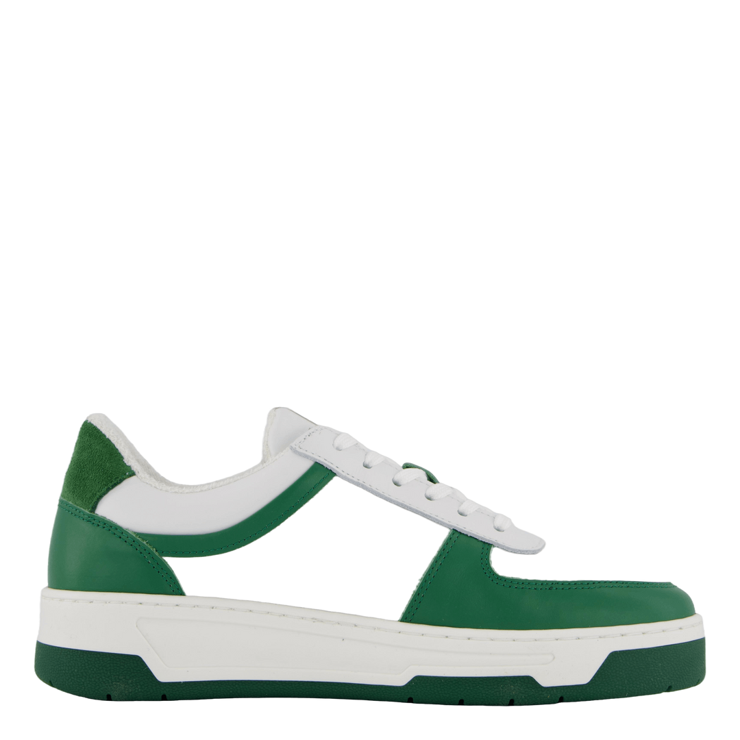 The Ella White Leather/green