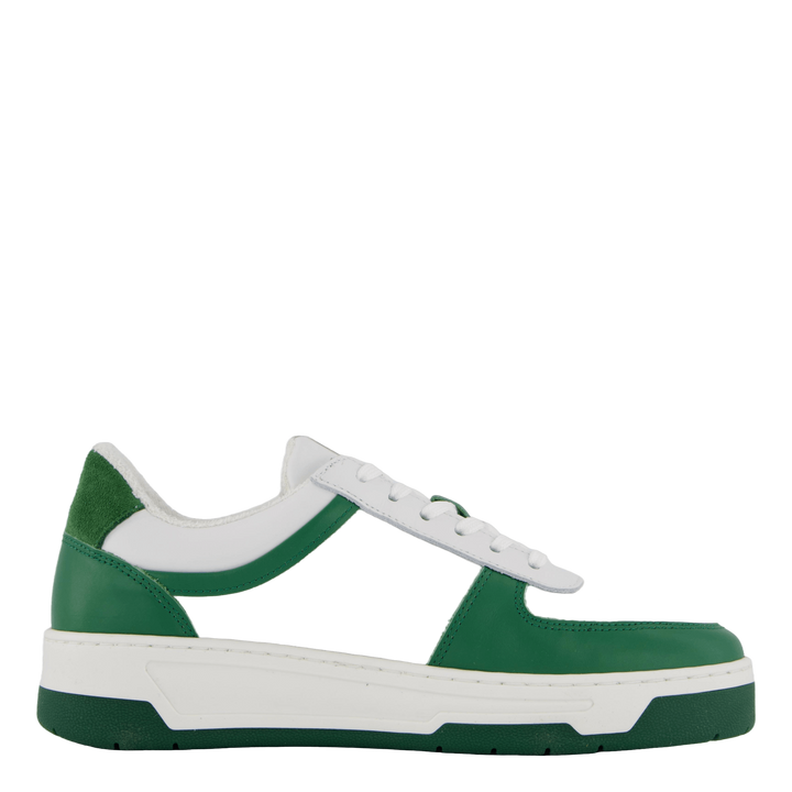 The Ella White Leather/green