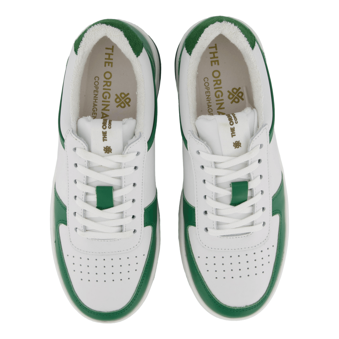 The Ella White Leather/green