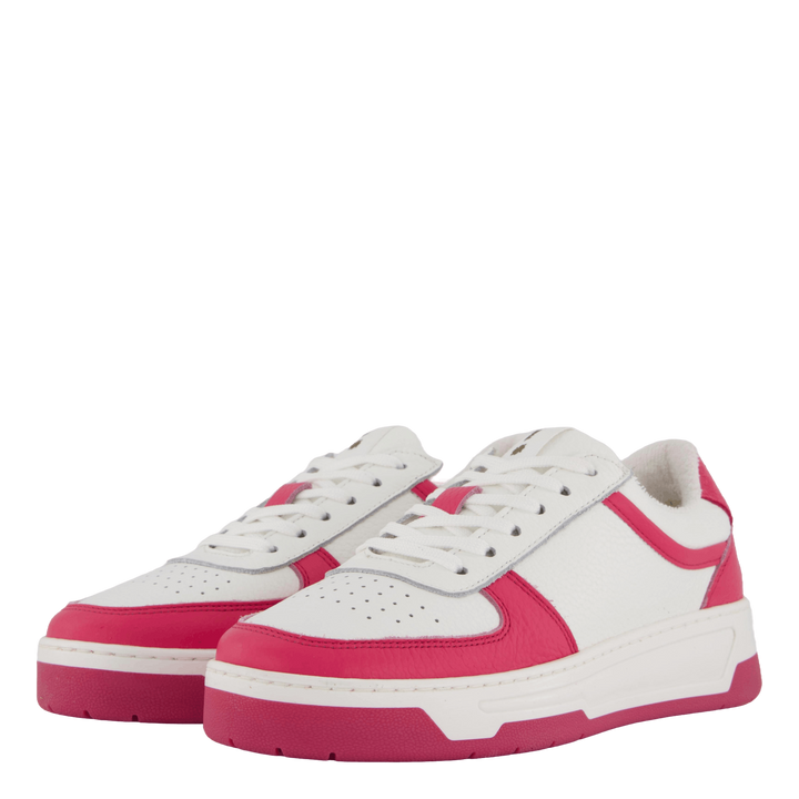 The Ella 2.0 White/fuxia Tumbled Leather