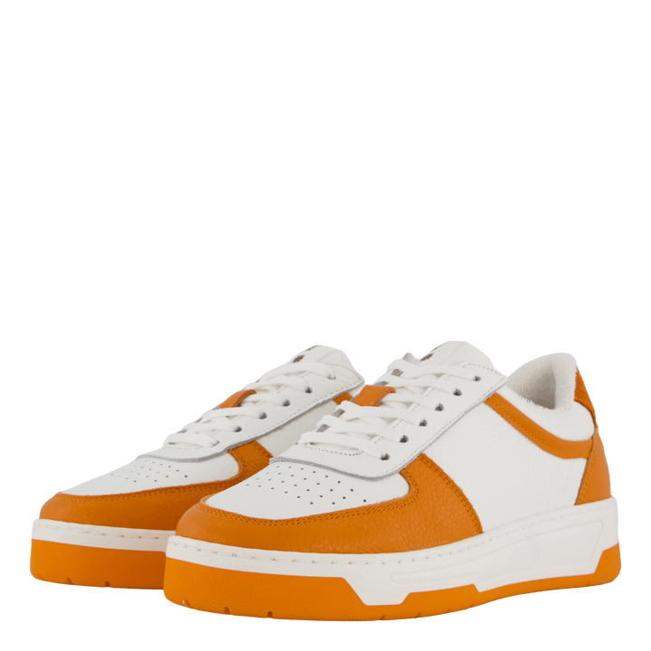 The Ella 2.0 White/orange Tumbled Leather