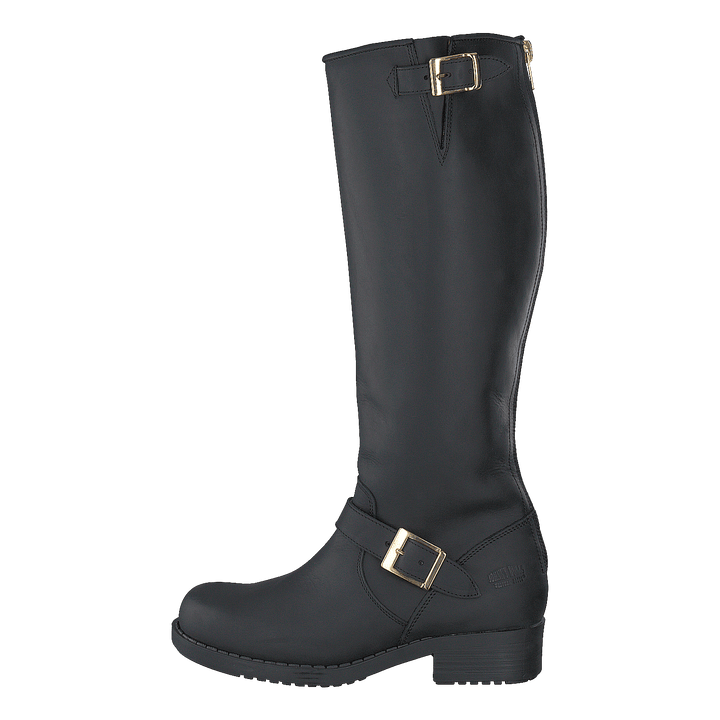 High Zip Back Black Shiny Gold