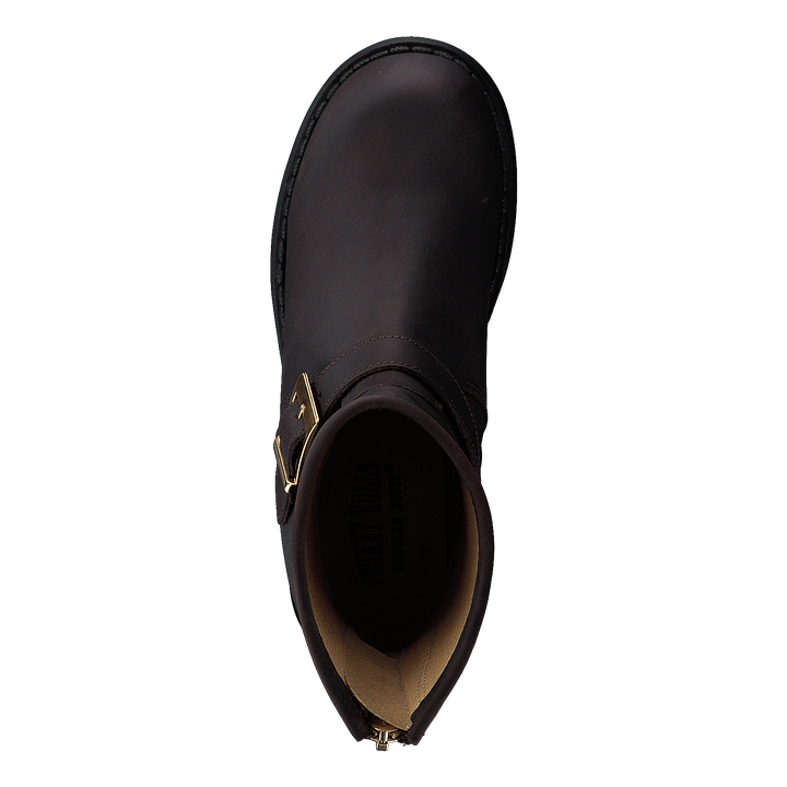 Low Boot Zip Back Brown/Shiny Gold