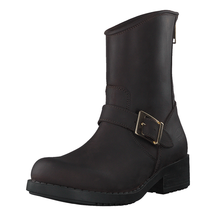 Low Boot Zip Back Brown/Shiny Gold