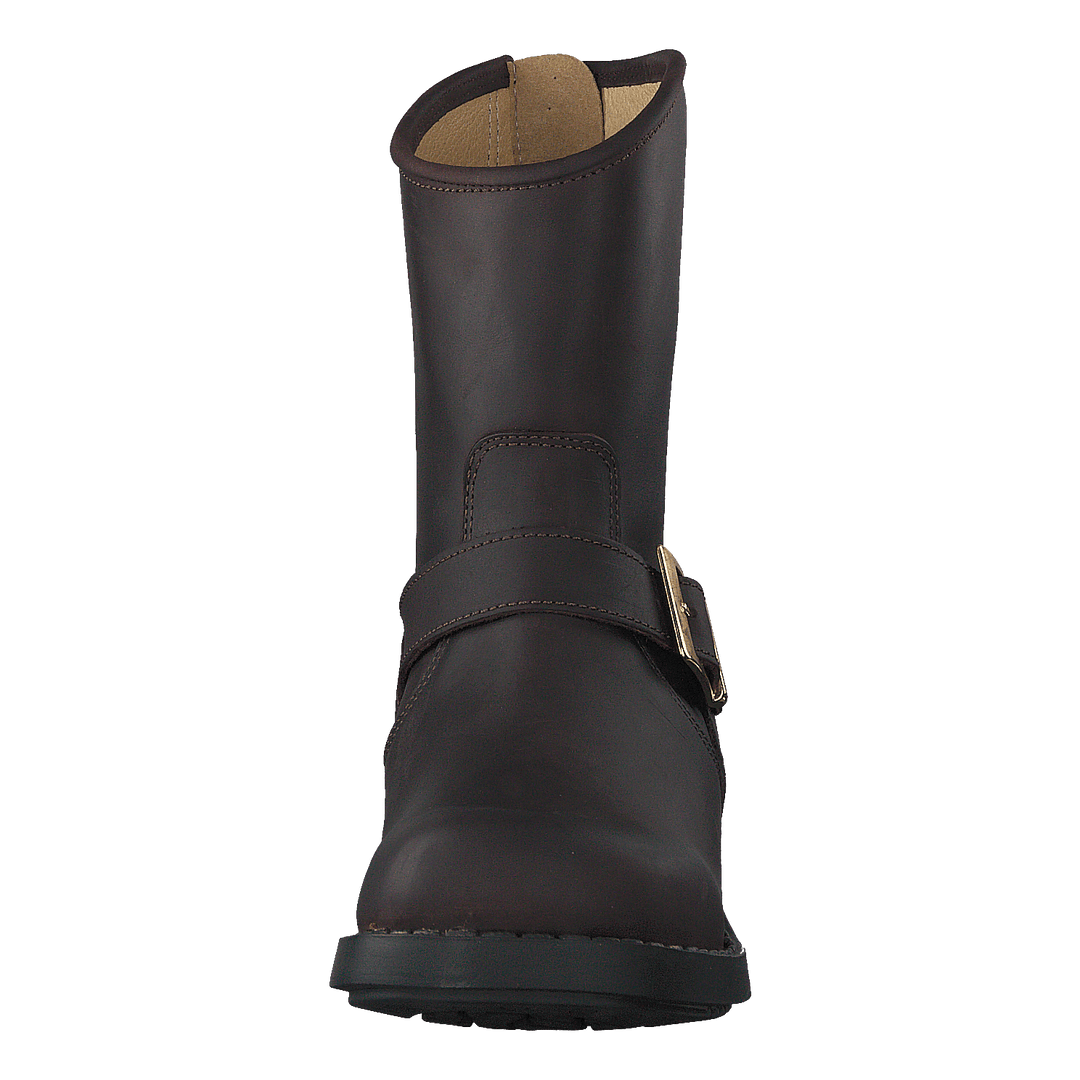 Low Boot Zip Back Brown/Shiny Gold