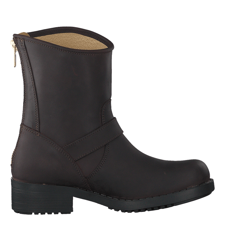 Low Boot Zip Back Brown/Shiny Gold