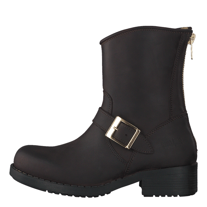 Low Boot Zip Back Brown/Shiny Gold
