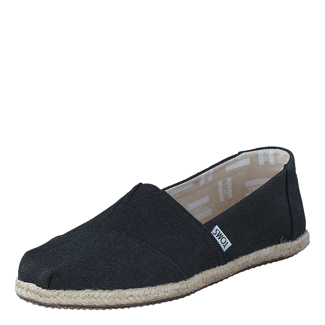 Seasonal Classics Black Washed Canvas Rope Sole