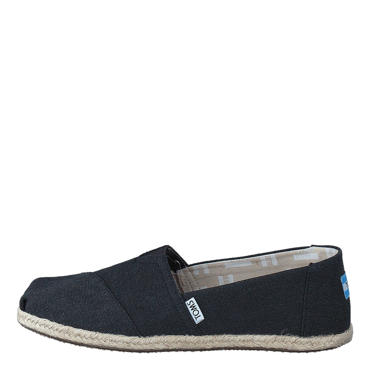 Seasonal Classics Black Washed Canvas Rope Sole