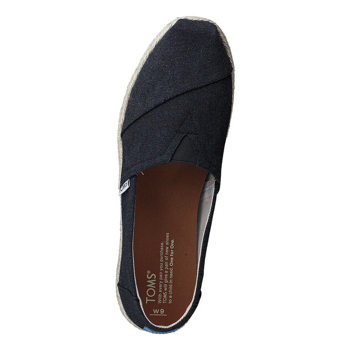 Seasonal Classics Black Washed Canvas Rope Sole