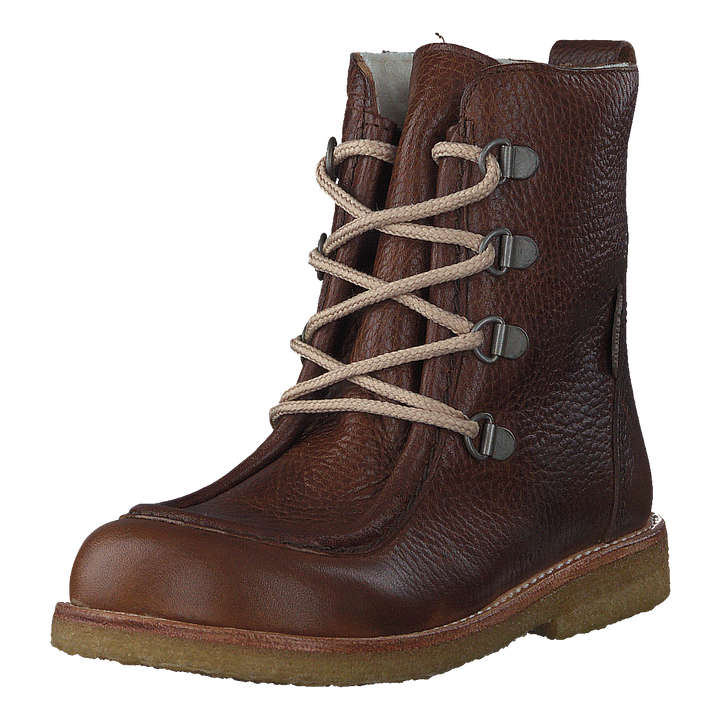 TEX-boot w. zipper and laces 2509/1589 Red-brown